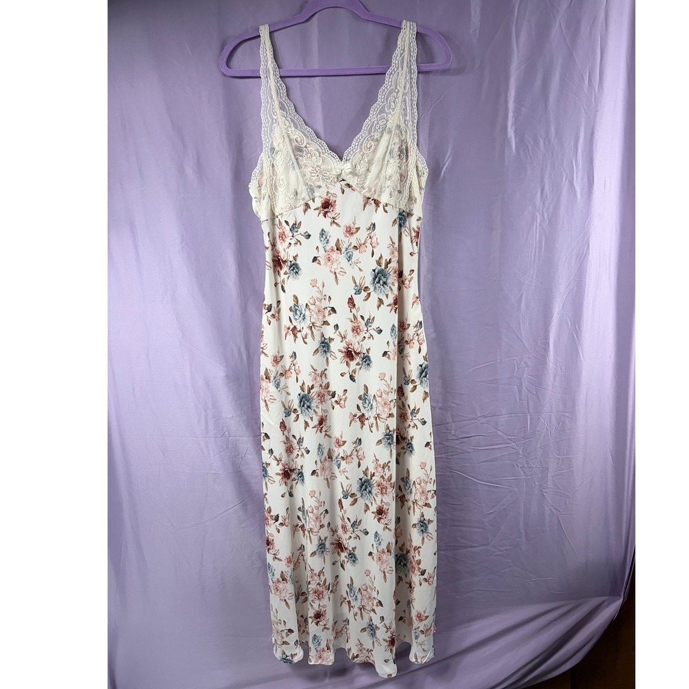 Trixxi Los Angeles Floral Lace Bodice Midi Dress Cream Blue Mauve Large
